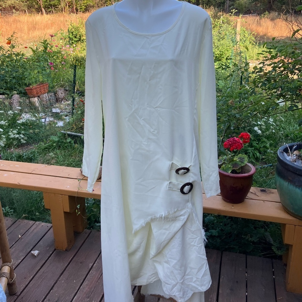 Two piece silk set - from India long dress with pants handmade lightweight flowy